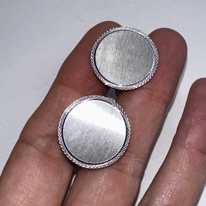 Lamode Sterling Silver Cufflinks Round Button Texture edges Signed Vintage